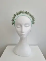 Miss Kiara. Womens Pale mint green flower beaded headband fascinator