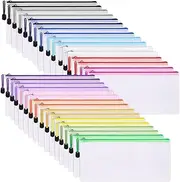 EOOUT 72pcs Mesh Zipper Pouch Bulk, Mesh Zipper Storage Bags, 16 Colors, 9.5×4.5 Inches, for Bills, Cash, Cosmetics, Travel Storage and Office Supplies Organization