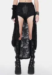 [Punk Rave] Gothic Coffin Brocade Shorts