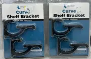 2 Sets Fab Glass & Mirror Curve Mount Shelf Bracket 5/8” to 3/4” Thick Shelves
