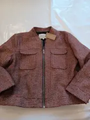 River Island Ladies Jacket. Zip. Pink Tweed. Pockets. Size 12