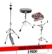 Hi-Hat Pedal Cymbal Stand, Drum Throne Seat & Snare Stand Drum Hardware Set