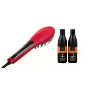 Cabello Glow Straightening Brush with Shampoo & Conditioner 'Keep Me Hot' - Red