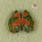 EA18617# 1 Pair Natural genuine Gemstone matched Unakite earrings Cab