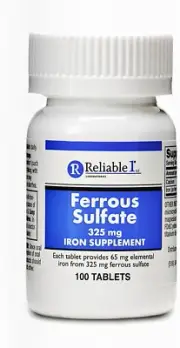 Ferrous Sulfate Iron 325 Mg Generic for Feosol 100 Tablets 1 - 2 Pack Supplement
