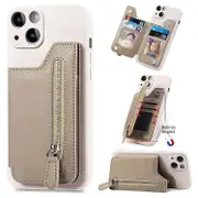 For iPhone 14 Plus Zipper Wallet Leather Back Shockproof Phone Case - Red