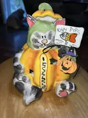 BLUE SKY Kitty Pops Halloween Pumpkin Cat Tea Light Candle Holder Hocus Pocus