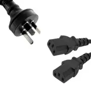 8ware RC-3085AU-010 1m 10amp Y Split Power Cable with AU/NZ 3-pin Male Plug 2xIEC F C13 Socket