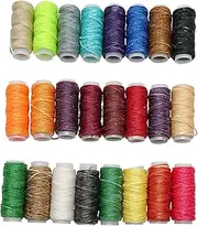 [Goiio] 24 Colors Waxed Thread, Leather Sewing Thread,Hand Stitching Thread for Hand Sewing Leather and Bookbinding, 13Yards Per Color