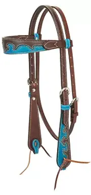 Western Brown Leather Set of Headstall and Breast Collar with Spots