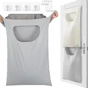 Wovnet 2 Pcs Large Hanging Laundry Hamper Bag 28 x 35 in Over The Door Hamper Space Saving Hanging Laundry Bag Basket with Hooks for Wall Dirty Clothes Storage RV Room, 2 Color