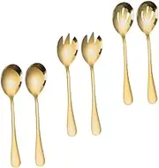BEBEMOKO 1 Set Stainless Steel Salad Spoons Slotted Spoons Sporks Elegant Serving Utensils for Catering Weddings Home Restaurant Use Easy to Clean