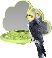 Bird Mirror with Perch | Bird Perch Stand Bird Toys,Parakeet Mirror, Parrot Perch Bird Mirror, Cockatiel Perch with Feeding Cup, Bird Cage Accessories