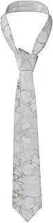 [CADREWY] White Marble Rose Gold Print Soft Men Necktie Classic Tie For Weddings And Special Occasions Ties Business, Black