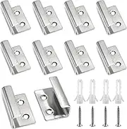 Luomorgo 10 Pcs Tile Display Wall Hanger, Stainless Steel Wall Mounted Hook Fastener Bracket, Heavy Duty Tile Hanger for Mirrors, Picture Frame Ceramic Wall Display (Medium Short, Silver)