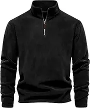 [Generic] Casual Mens Polar Fleece Sweatshirt Quarter Zip Long Sleeve Stand Collar Pullover Fall Winter Outdoor Thermal Golf Sweatshirt