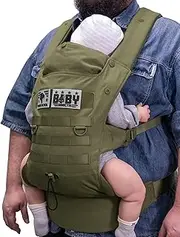 Baby Carrier for Infants to Toddlers (8-33 lbs), Ergonomic Lumbar Support, Cozy and Lightweight Military Baby Carrier for Big and Tall Parents-Jungle Green