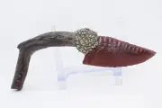 Flint Knapped Knife-Australian Mookaite on Sagebrush Handle w/Crushed Pyrite
