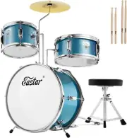 Sky Blue 14-Inch Children’s Drum Kit: Throne, Cymbal & Drumsticks Included