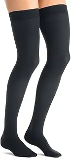 JOBST Opaque Compression Stockings, 20-30 mmHg, Thigh High, Silicone Dot Band, Closed Toe, Anthracite, Medium
