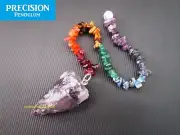 Large Solid Raw Amethyst Precision Pendulum w/ Chakra Chip Cord Crystal Gemstone
