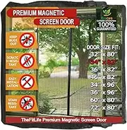 TheFitLife Magnetic Fly Screen for Door - Heavy Duty Mesh Curtain with Full Frame Hook and Loop and Powerful Magnets That Snap Shut Automatically｡ｭ (32"x83" Fits Door Size up to 30"x82" Max)