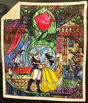 Disney Beauty & the Beast Belle Stained Glass Mosaic Sherpa Throw Blanket NWT