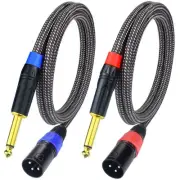 Unbalanced 1/4" TS Mono to XLR Male Microphone Cable, 3.3Feet 6.35mm Quarter ...