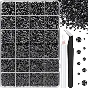 25000Pcs Resin Jelly Rhinestones for Crafting, Black 2-6mm Mixed Sizes Non Hotfix Flatback Gems, Bedazzling Crystal for DIY Crafts Clothing Tumblers Mugs Shoes Fabric Nail Art