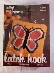 Bettys rug squares latch hook pillow wall hanging picture butterfly P