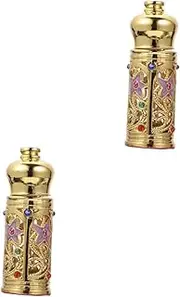 FRCOLOR 2pcs Alloy Glass Perfume Bottle Dispensing Perfume Bottle Essential Oil Storage for Decor