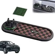 Multifunction Car Anti-Slip Mat Auto Phone Holder, Physical Anti-Slip Property Temporary Parking Number Pad with Universal Rotating Phone Holder for Car Dashboard, for Phones, Sunglasses(Black-Brown)