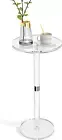 Acrylic End Table, Clear Side Tables for Small Space, 9.8" round Modern Drink Ta