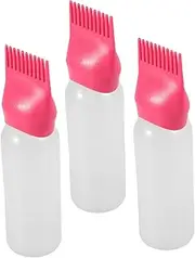 LOORGVEL Root Applicator Bottle Set 3pcs Hair Oil Applicator for Dyeing with Comb Brush Suitable for Home Salon