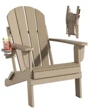Folding Adirondack Chairs, All-Weather Resistant HDPE Patio Firepit Chairs,