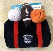 ZippyPaws BURROW GYM BAG BASEBALL, BASKETBALL & FOOTBALL Dog Toy -FREE SHIPPING-