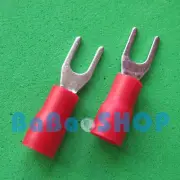 20pcs New Fork Terminal Crimp Spade Wire Connector, #4, 19AMP, 22~16AWG, Red