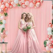 Blush Pink Backdrop Curtain for Parties Baby Shower Wrinkle Free Pink Photo Curtains Backdrop Drapes Fabric Decoration for Wedding Birthday Party 5ft x 8ft,2 Panels