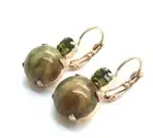 Mariana Earrings Rhyolite Mineral & Peridot Austrian Crystals My Treasures Coll.
