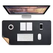 Large Water-Resistant Mouse Pad Leather Desk Pad Protector Non-Slip Desk Mat-Black