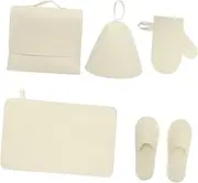 NOLITOY Sauna Hat Set Bathing Sauna Hat Felt Gloves Slippers Storage Bag for Women