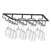 Wine Glasses Rack Under Cabinet Stemware Rack,Wine Glass 4 Rows 1 Pack Black