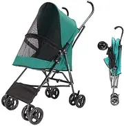 pet Stroller Pet Equipment Pet Stroller for Small Dog Pet Travel Carrier 4 Wheels Lightweight Stroller Outing Cart Lightweight Foldable Pet Buggy Pet Roadster (Color : Green)