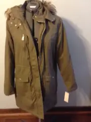 New Quarry Girl's Snap Pocket Zip Jacket Olive Size 14/16