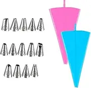 14Pcs Piping Bags and Nozzles, Reusable Durable Piping Bag, Cake Decoration Kit, for Baking Cookies DIY Kitchen Tools Cake Decoration Pastry Bag Set