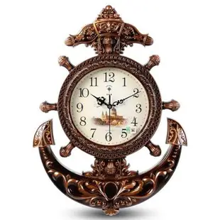 北極星歐式掛鐘創意靜音大號船舵鐘錶靜音復古石英鐘時尚掛錶 雙十一購物節