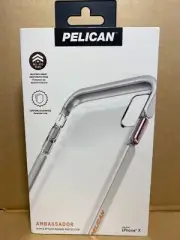 Pelican Ambassador iPhone X Case Clear White Rose Gold Button Slim Stylish
