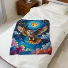 Owl Moon Velveteen Plush Blanket, Cozy Throw for Home Decor, Gift for Owl