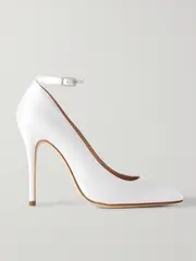 [Alessandra Rich] Alessandra Rich - Crystal-embellished Silk-satin Pumps - White - IT42 IT 42 White