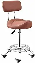 Rolling Stool with Wheels and Backrest,Ergonomic Saddle Stool,Adjustable Saddle Salon Stool Gas Lift Chair for SPA Beauty(B)